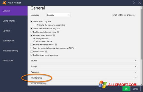 Screenshot Avast Windows XP