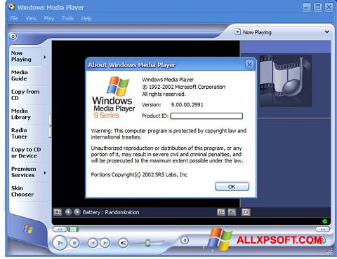 Screenshot Windows Media Player Windows XP