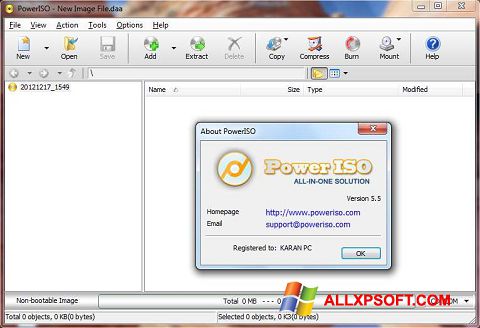Screenshot PowerISO Windows XP