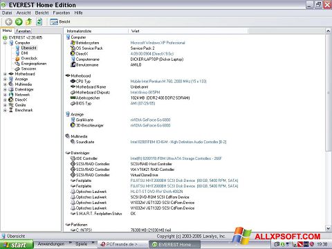 Screenshot EVEREST Home Edition Windows XP