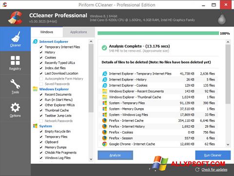 Screenshot CCleaner Windows XP