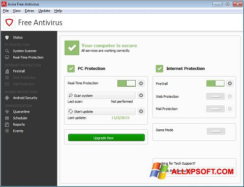 Screenshot Avira Free Antivirus Windows XP