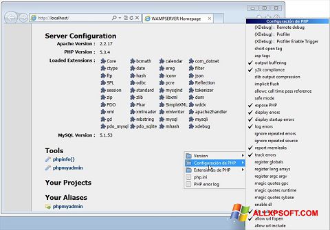 Screenshot WampServer Windows XP
