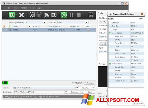 Screenshot Xilisoft Video Converter Windows XP